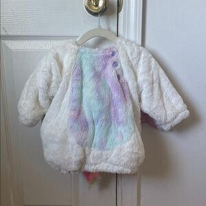 Cozy White Unicorn Jacket with Pastel Accents